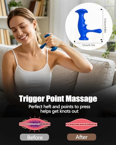 Abnaok Trigger Point Massage Tool for Deep Tissue, 3PCS Fascia Release Tools Set, Thumb Saver Massage Tool for Full Body Pain Relief, with 3-Legged Massage Knobs, Stress Relief