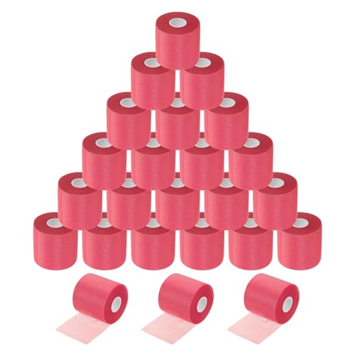 MECCANIXITY 24 Rolls Pre Wrap Athletic Tape 30 Yard x 2.8" Foam Under Wrap Tape Sports Prewrap Headband for Hair Ankles Wrists Hands Knees - color: Pink