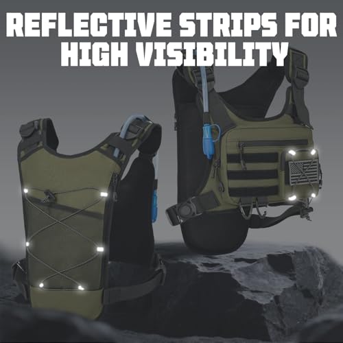 Hydration Vest with 2L Water Bladder for Men and Women,Lightweight Adjustable Hydration Backpack,Hiking Backpack with Water Bladder for Climbing Cycling Hiking - color: Olive