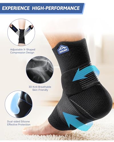 Ankle Brace with Gel Pad 3D Knit-Ankle Compression Sleeve - color: Black, size: X-Large
