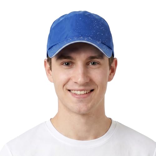 Waterproof Baseball Cap Running Hat Mens Womens Rain Hat Quick Dry Golf Hat with Sweatband Outdoor Breathable Sports Cap - color: Blue