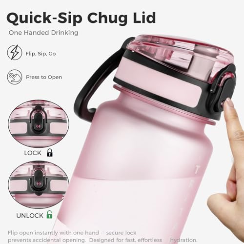 32oz Clear Tritan Water Bottle with Chug Lid - color: Pink