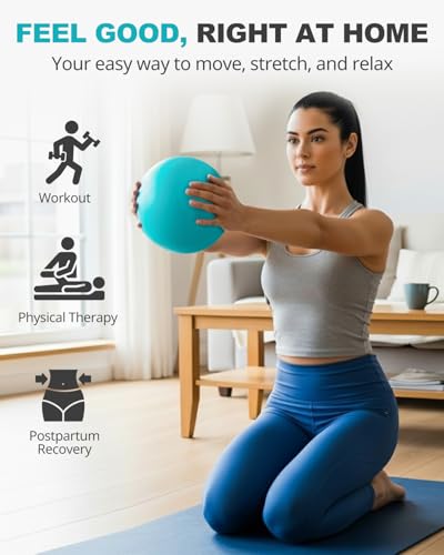 Trideer 9 Inch Pilates Ball with Inflation Straw, Small Exercise Yoga Ball - color: Turquoise