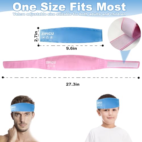 2pcs Migraine Headache Headband，Small Portable Gel Ice Pack Head Strap，Soothing Ice Packs Head Face Cold Compress for Tension Stress & Hangove