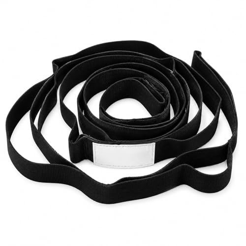 Stretching Strap Yoga Strap with Loops, Stretch Straps, Non-Elastic Exercise Strap for Pilates, Dance and Gymnastics - Black