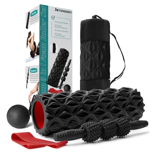5 in 1 Foam Roller Set High Density Patented Foam Roller for Exercise - color: Black Diamond