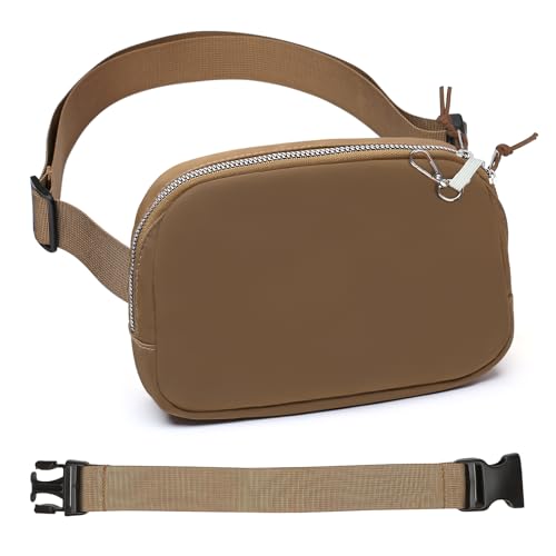 Mini Belt Bag for Women, RFID Small Fanny Pack, Womens Fashion Waist Packs with Extender Strap, Crossbody Bum Bags - color: J03-brown