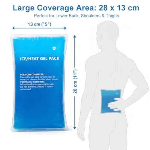 Gel Ice Packs, Cold Pack Versatile Gel Ice Packs Long-Lasting Cooling Relief for Injuries and Hot Days, Reusable, Super Effective Ideal for Pain Relief (Blue （Large 2 Pack）)