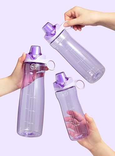 Pogo 18oz Plastic Water Bottle with Chug Lid and Carry Loop, Lilac, 18 Ounces (Pack of 6) - color: Lilac, size: 18 Ounces (Pack of 6)
