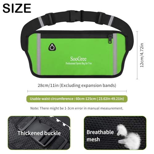 SooGree Running Belt Fanny Pack Running Waist Pack for Women Men Crossbody Bags Slim Reflective Runner Pouch Belt Cell Phone Holder Sport Waist Pack Adjustable Strap Gym Marathon - color: Green, size: 1190