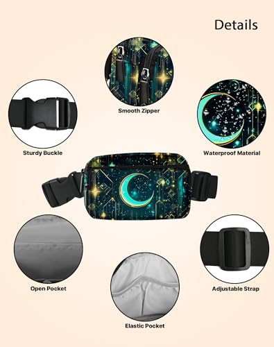 Moon Fanny Pack Fashion Belt Bag Lightweight Waist Pouch with Adjustable Strap Mini Crossbody Bags for Women Travel Sports Running - color: Light Green