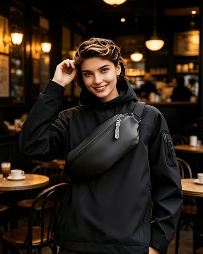 Fanny Pack for Men & Women | Adjustable Waist Bag (28-63 Inch Belt) – Large Waterproof Belt Bag for Hiking, Running, Travel, Gym | Phone Pouch with Zipper Pocket - color: Black
