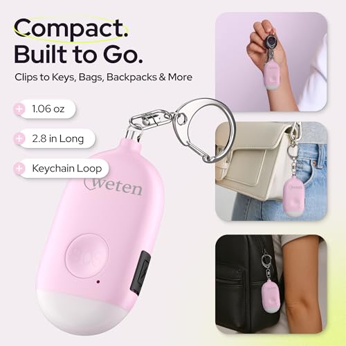 Personal Safety Alarm Keychain for Women, 130dB Siren, Rechargeable, 2 Pack - color: G - Pink&Blue