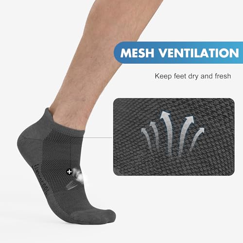BAMBOO COOL Mens Athletic Ankle Socks Moisture Wicking Cushioned 8 Pack - color: 4*black/4*dark Grey, size: Large