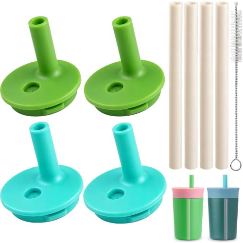 Replacement Silicone Bite Valve&Straws Parts for Owala Kids tumbler 12oz - color: Green Blue