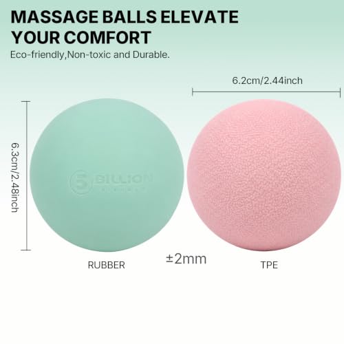 5BILLION FITNESS 2 Pack Massage Lacrosse Ball Set Deep Tissue Massage Balls - color: Pink-green