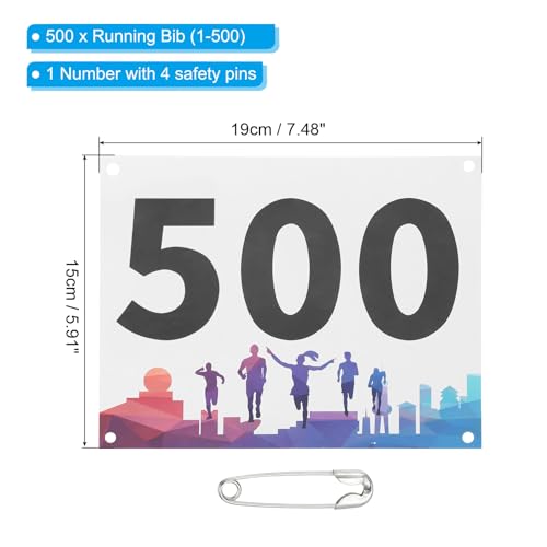 PATIKIL Tearproof Running Bib Numbers, Waterproof Race Competitor Numbers - size: 7x6 Inch, style: 1-500