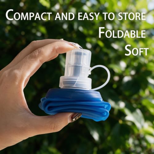 Packable Soft TPU Water Bottle for Outdoor Running Sports, 500 ml, Blue - color: Blue