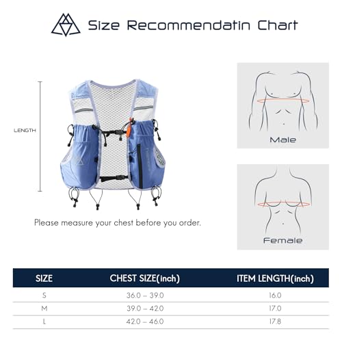 Haimont 10L Trail Running Hydration Vest with Soft Flasks - color: Blue, size: Medium