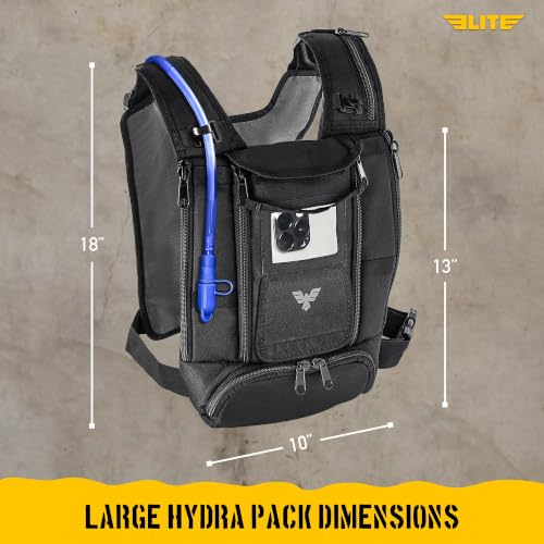Elite Hydra Running Chest Pack w/ Phone Holder Touch Friendly, Camera Pocket for Men/Women Lightweight Hydration Vest Chest Rig w/ Water Bladder for Marathon, Cycling, ADV Camping, Skiing - size: Large