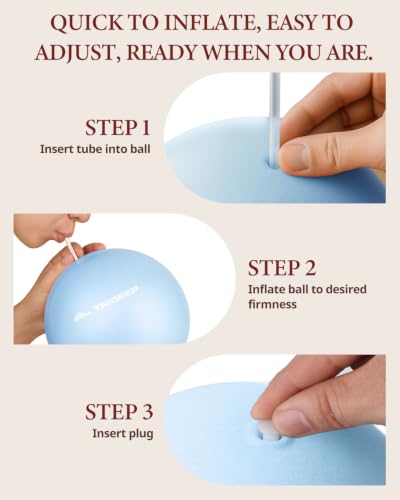Trideer 9 Inch Pilates Ball with Inflation Straw, Small Exercise Yoga Ball - color: Baby Blue