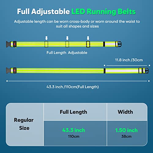 Higo LED Running Belt - Reflective Light Up Waistband for Night Activities, Glowing LED Waist Light for Running, Cycling, Hiking, Camping - color: Green