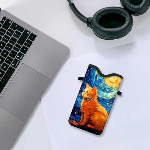 Men Women Phone Sleeve Pouch Case Bag with Crossbody Strap/Neck Lanyard for iPhone 17/16/15 Pro Max, Air, 16/15 Plus, 16e, Inches Gray - color: Cat