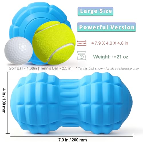 Vibrating Peanut Massage Ball – Back, Neck, Hip, Calf, Leg & Foot Muscle Roller, Trigger Point Massage Ball for Deep Tissue Myofascial Release, Silicone Shell, 4-Speed (Blue) - color: Blue