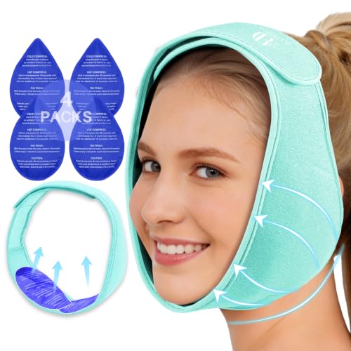 Wisdom Teeth Ice Pack Head Wrap for Pain Relief - Cold Hot Therapy for Face - color: Green