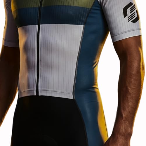 SLS3 Triathlon Suits Mens - Elite Aero Sleeved Trisuit for Swim Bike Run - color: Osaka White, size: X-Large
