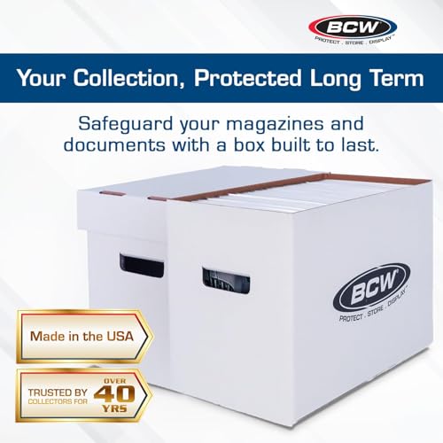 BCW Magazine/Document Storage Box 1-Pack | Durable Cardboard Filing Box - style: Single