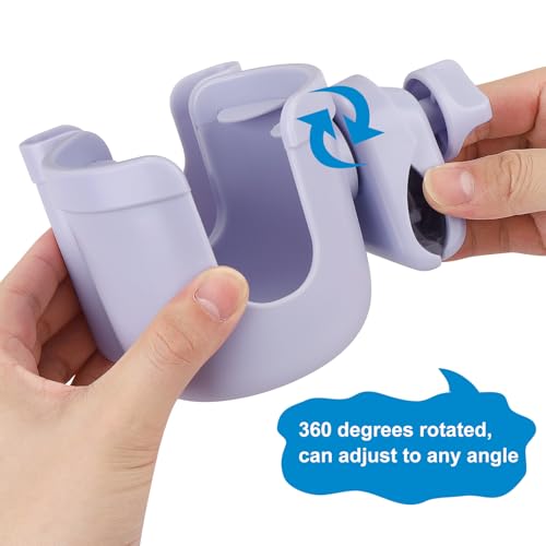 Accmor Stroller Cup Holder with Phone Holder, Bike Cup Holder, Walker Scooter Wheelchair Cup Holder Attachment, Universal Cup Holder for Uppababy Graco Strollers - color: All Orchid Purple