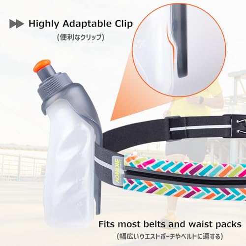 Azarxis Running Water Bottles Leakproof 250ml Clip on Flask, BPA Free Hydration Belt Waist Packs Replacement for Triathlon Marathon Hiking Cycling Climbing Jogging Runner (White & Gray)