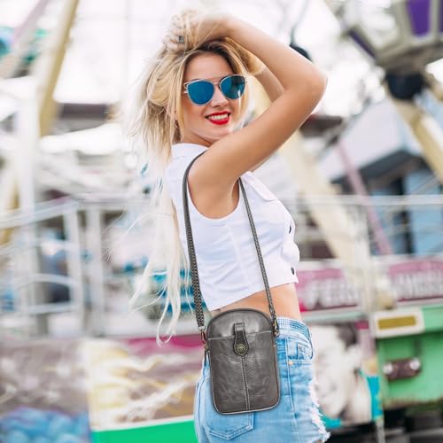 S-ZONE Small Crossbody Bags for Women Trendy RFID Blocking Cell Phone Purse - color: Dark Grey