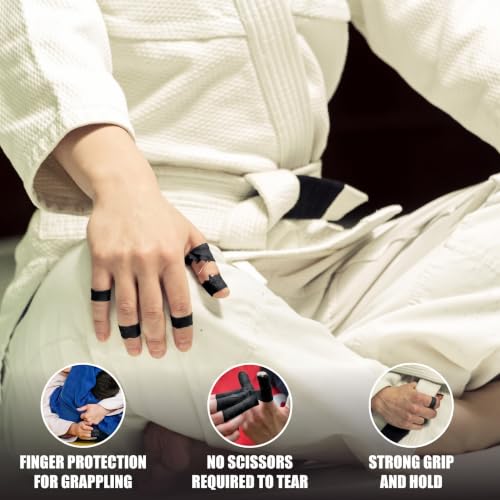 FUJI Jiu-Jitsu and Judo Finger Tape with Case (6 Rolls), Black - color: Black