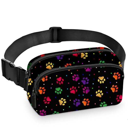 Paw Print Fanny Pack Women Fashion Belt Bag Waterproof Adjustable Strap Waist Pouch Casual Workout Travel Cycling Running - color: Clear