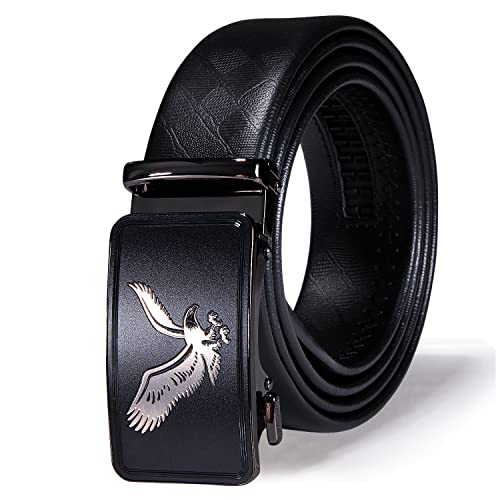 Dubulle Ratchet Belt for Men Leather Adjustable Designer Fashion Buckle - color: Black Eagle Buckle, size: Adjustable Fit 22" to 38" Waist