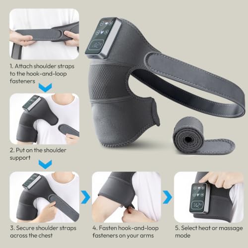 2-in-1 Shoulder knee Massager Pad for Pain Relief, 5 Heating & 3 Vibration