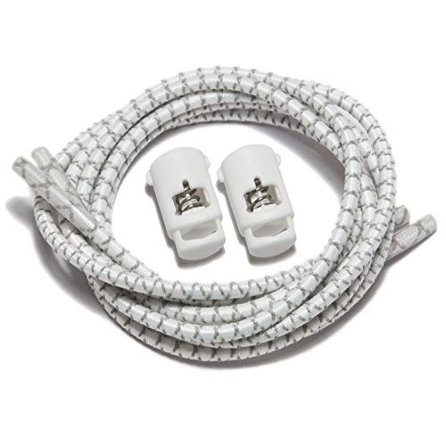 IBUNGEE LACES (Elastic No Tie Shoelaces (Made in the USA) - color: White Reflective, size: 22-inch