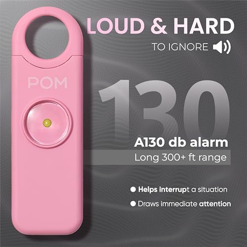 POM Pepper Spray & Personal Alarm Safety Kit – OC Self Defense Keychain Spray & Loud Emergency Alarm for Campus Safety, Women & Students - color: Black X Pink, style: Pocket Clip Model