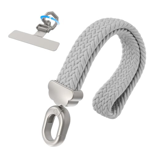 Stretchy Phone Wrist Strap, with 360° Rotatable Metal Tab - color: Gray