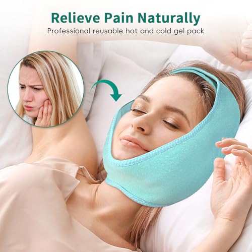 Wisdom Teeth Ice Pack Head Wrap for Pain Relief - Cold Hot Therapy for Face - color: Green