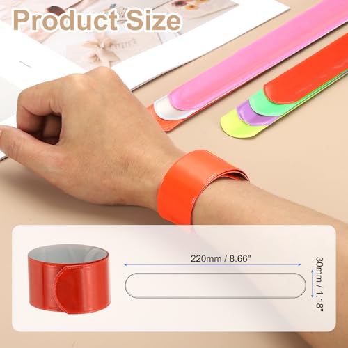 PATIKIL 22cm/8.7in Reflective Bands, 24pcs Reflective Arm Bands Straps Wrist Reflective Running Gear Safety Reflective Straps Bracelets High Visibility for Night Walking Bicycle - color: Red