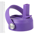 Straw Lid for Hydro Flask Wide Mouth, Lid with Flexible Handle and Straws, Replacement Sports Cap for Hydroflask 32 40 oz - color: Purple