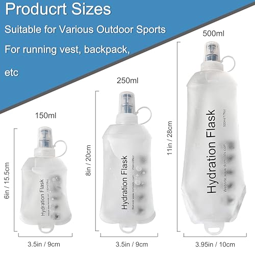 CLINTT 150ml Soft Flask, Foldable Running Water Bottle, TPU Folding Soft Water Flask, BPA-Free Collapsible Flask for Hydration Pack Running Vest, Cycling, Climbing, Hiking - 1Pcs, White - color: 150ml white