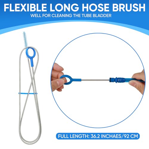 Water Bladder Cleaning Kit, Includes Tube Brushes, Small Bite Valve Brush, Big Brush, Hanger Works with All Hydration Bladders - color: Blue