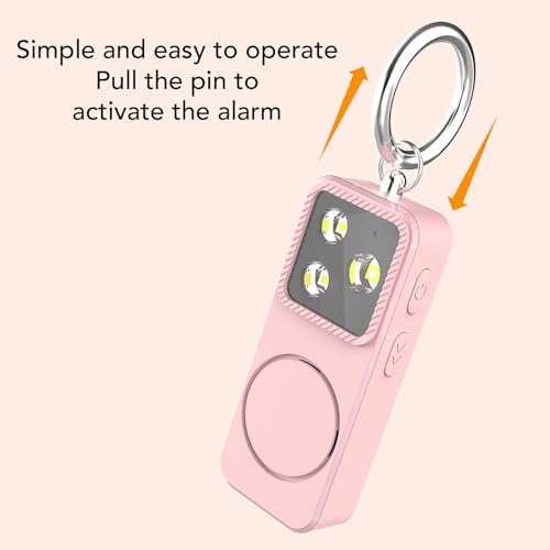 GOWENIC Personal Safety Alarm for Girls Women, 150dB Loud Alarm with LED Light, Comes with Anti Lost Keychain, Gifts for Women, Girls, Students, Night Running (Pink) - color: Pink