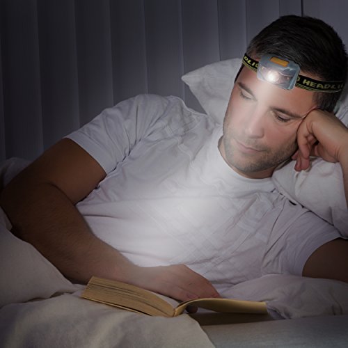 Bright Eyes - 2-Pack Cree LED Headlamp (White and Red Lights) - Adjustable Running, Reading, Camping, Outdoor or Indoor Flashlight Headlights - color: Gray