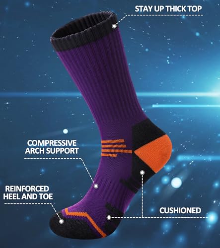 FNOVCO Women's Hiking Walking Running Crew Socks Thick Cushioned Athletic Compression Socks 5 Pairs - color: 5 Pairs Multicolor 01, size: 5-8