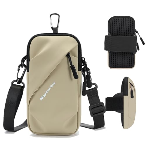 Cell Phone Armbands Running Phone Holder Armband, Phone Holder for Walking, Shoulder Holster Phone Purse Crossbody Bag Phone Pouch (Khaki) - color: Khaki